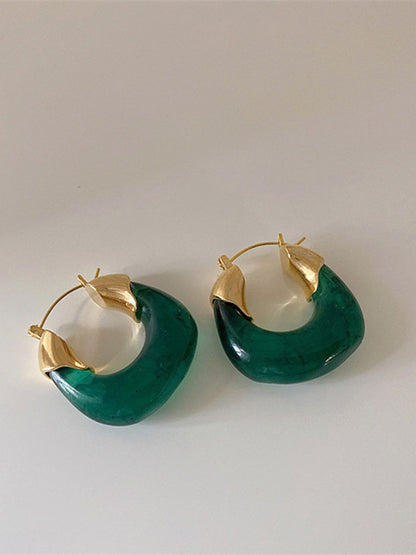 Chunky Resin Statement Gold Hoop Earrings