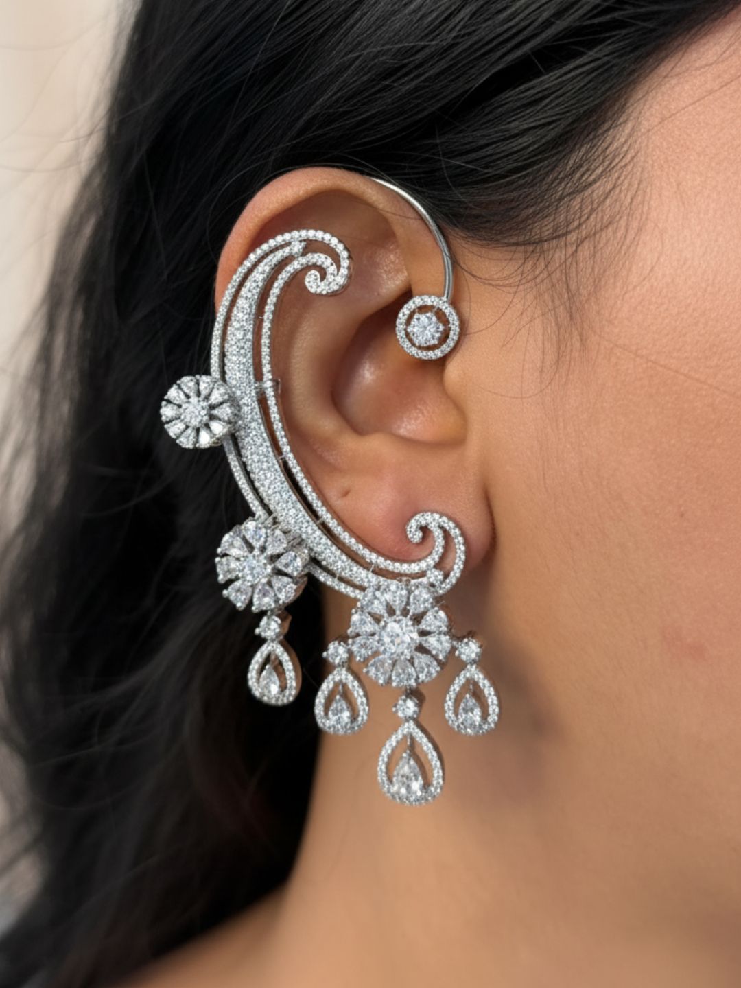 Moissanite Polki Earcuff