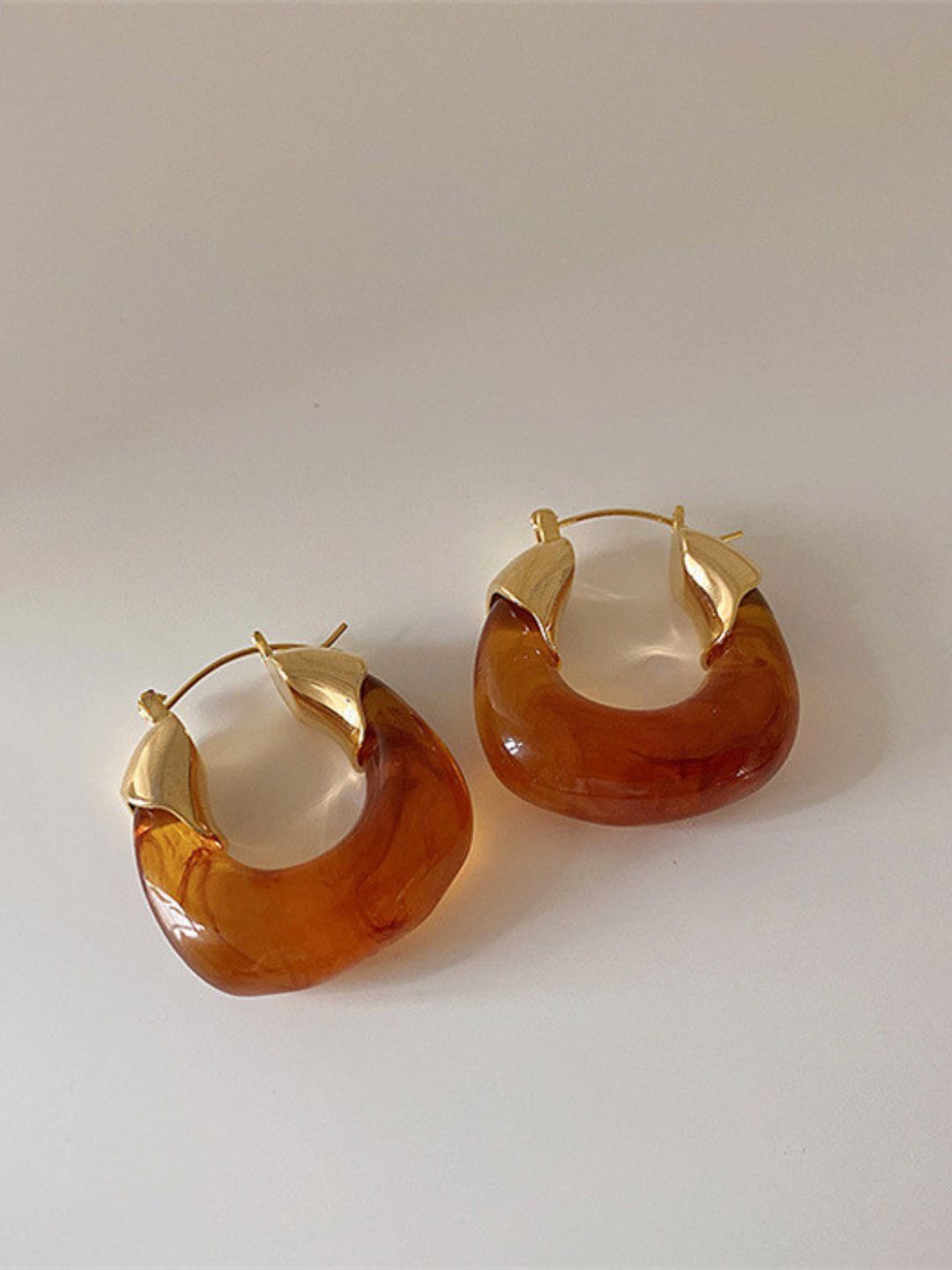 Chunky Resin Statement Gold Hoop Earrings
