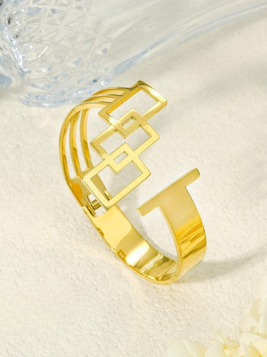 Geometric Cut Golden Bracelets