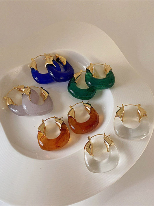Chunky Resin Statement Gold Hoop Earrings