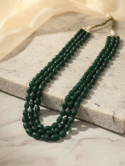 Gold Plated Green Garnet Stone Layered Necklace