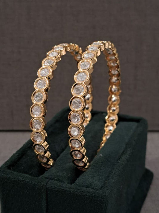 Round Shaped Polki Kundan Bangles
