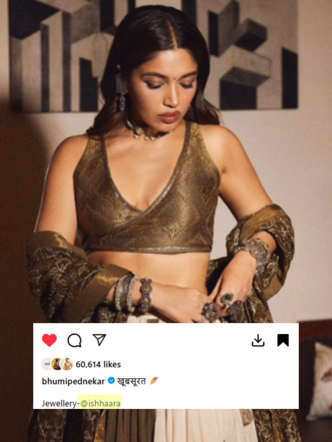 Ishhaara Bhumi Pednekar In Oxidised Tribal Bangle With Flowers