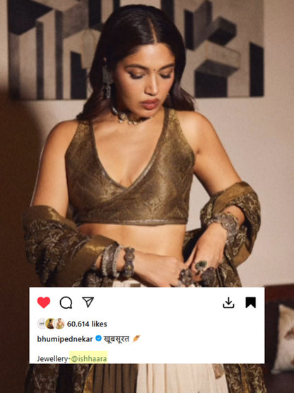 Oxidised Tribal Bangle With Flowers