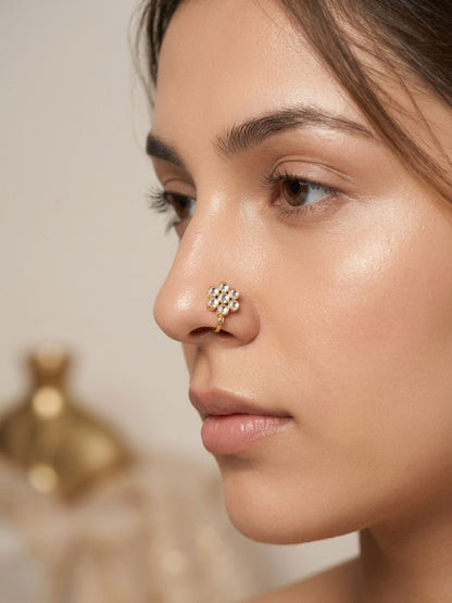 Flower Shaped Kundan Studded Nath