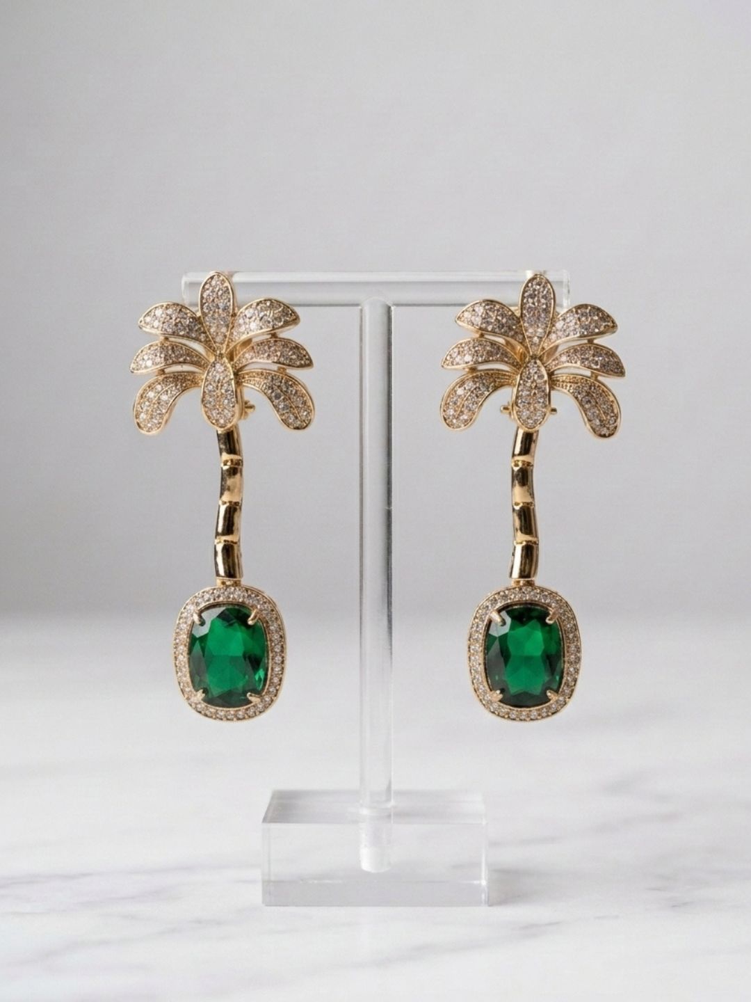 Stone Studded Tree Shaped Earrings