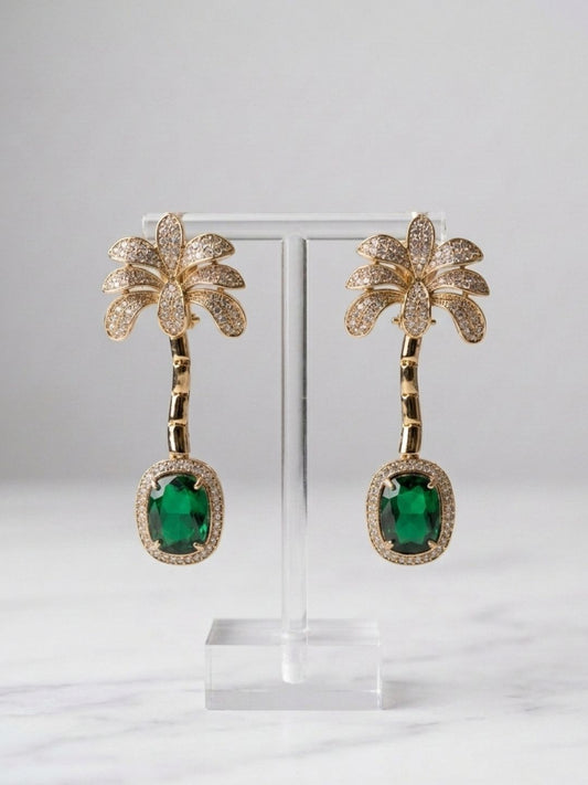 Stone Studded Tree Shaped Earrings