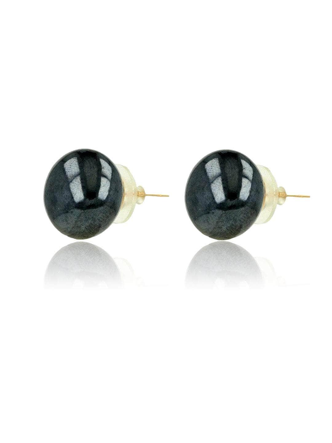 Ishhaara Pearl Statement Studs Charcoal