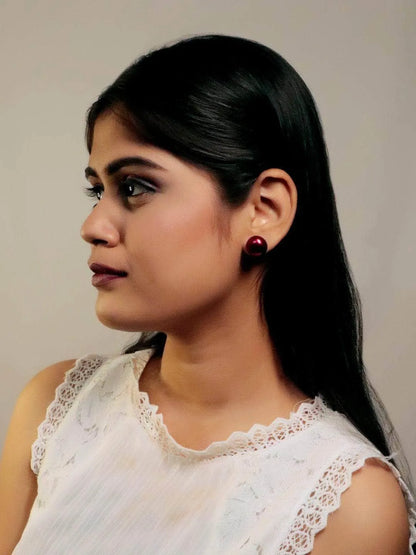 Ishhaara Pearl Statement Studs Claret