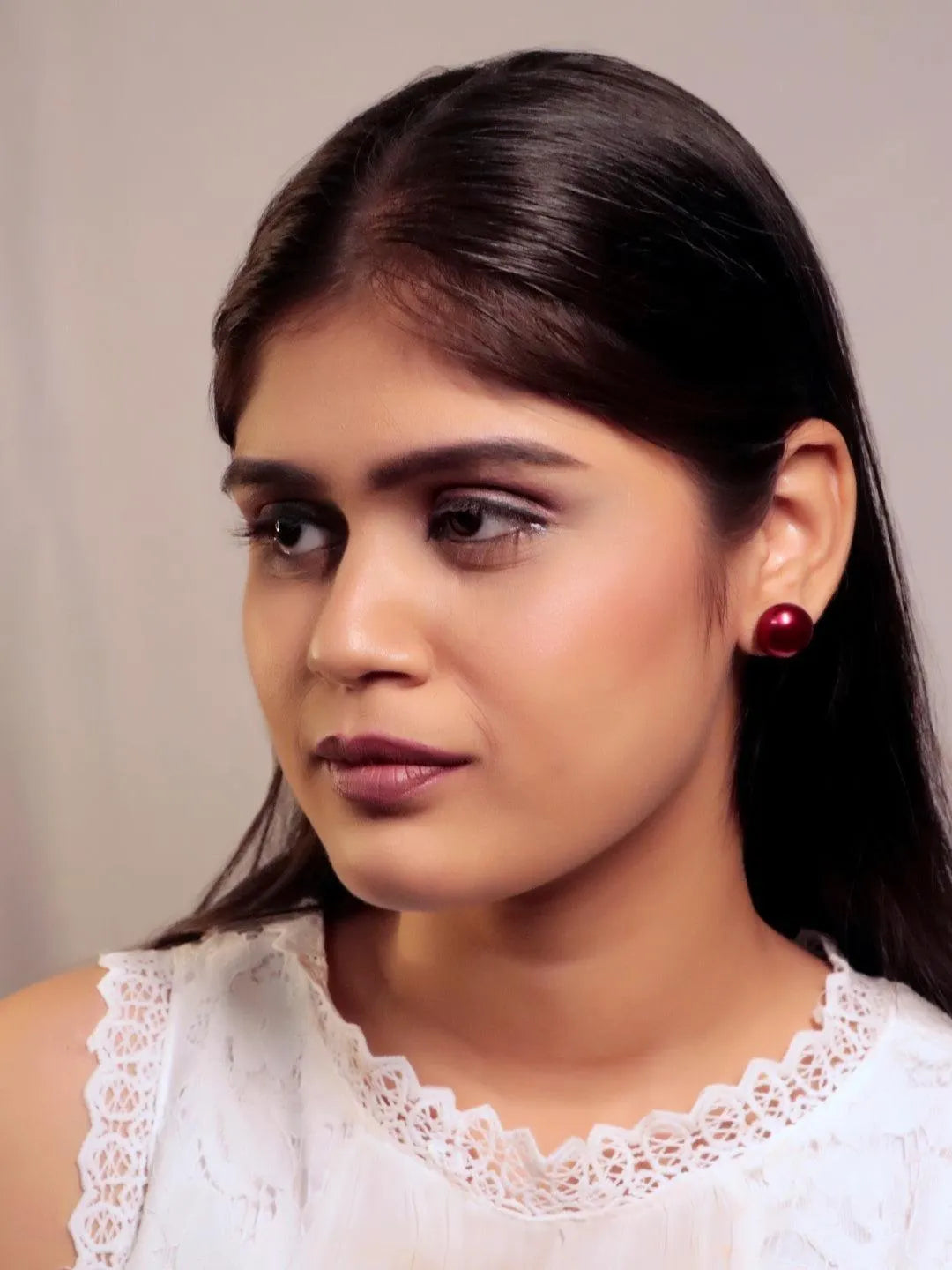 Ishhaara Pearl Statement Studs Claret