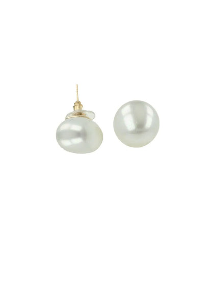 Ishhaara White Pearl Statement Studs