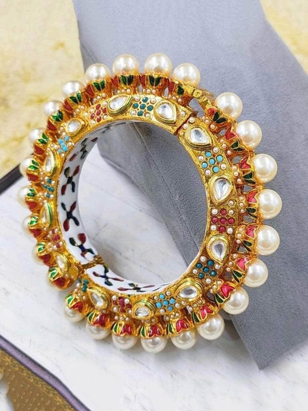 Ishhaara Pearl Studded Meenakari Bangle Multicolor