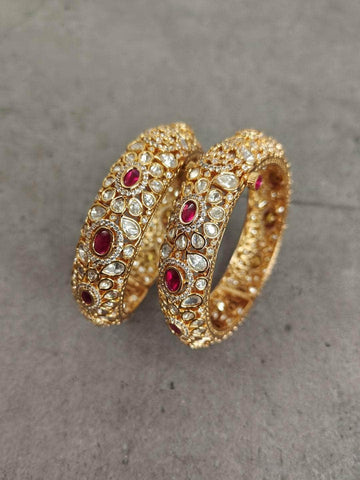 Ishhaara Ruby Colored Kundan Bangles