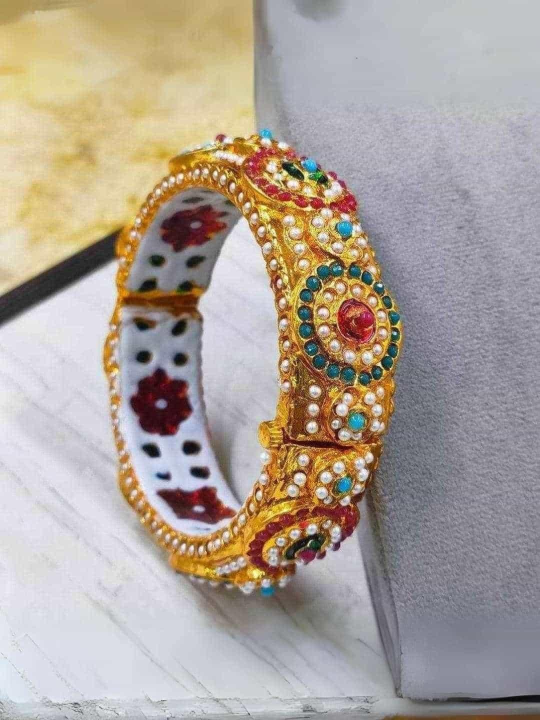 Ishhaara Studded Pearls In Multi Color Meenakari Bangles