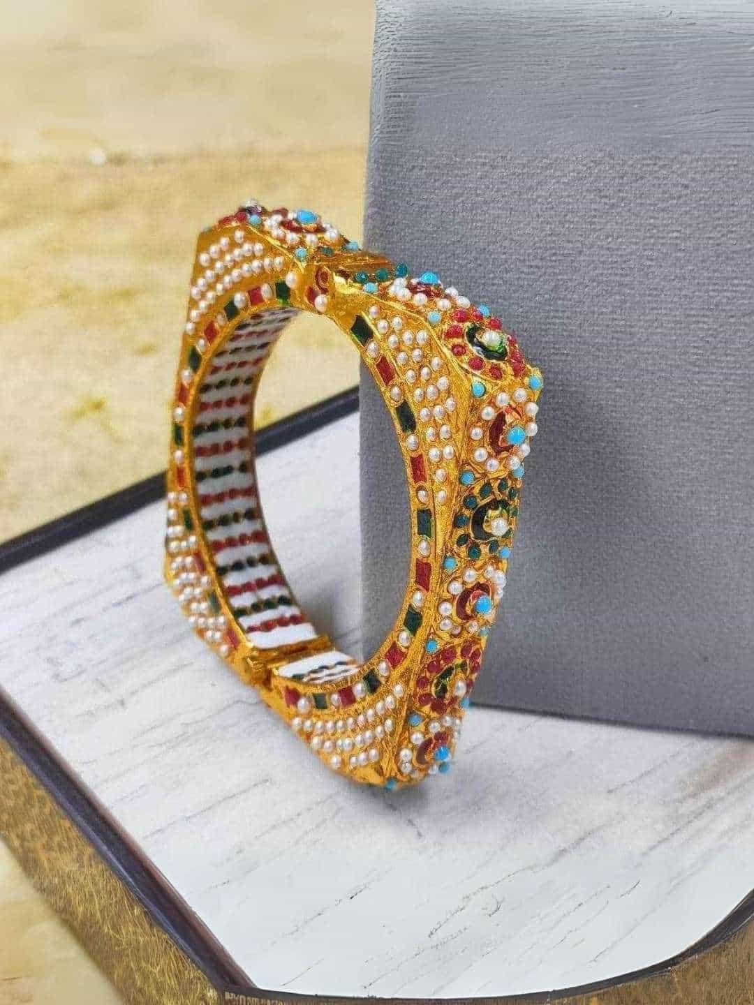 Ishhaara Unique Design Multi Color Meenakari Pearl Bangle