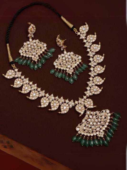 Ishhaara 2 In 1 Original Kempu Mango Shaped Kundan Studded Short Necklace
