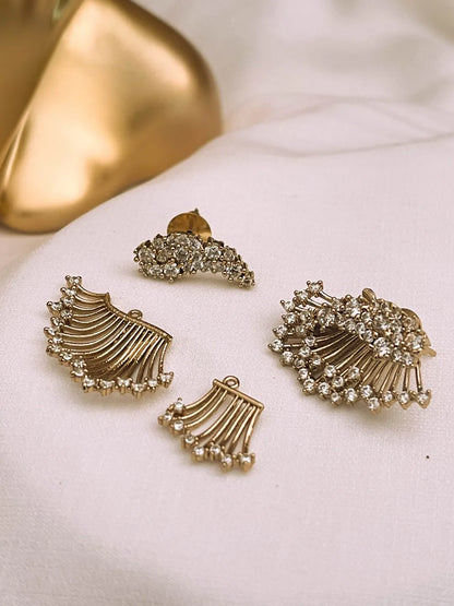 Ishhaara 3 In 1 Wings Ad Front Back Earrings