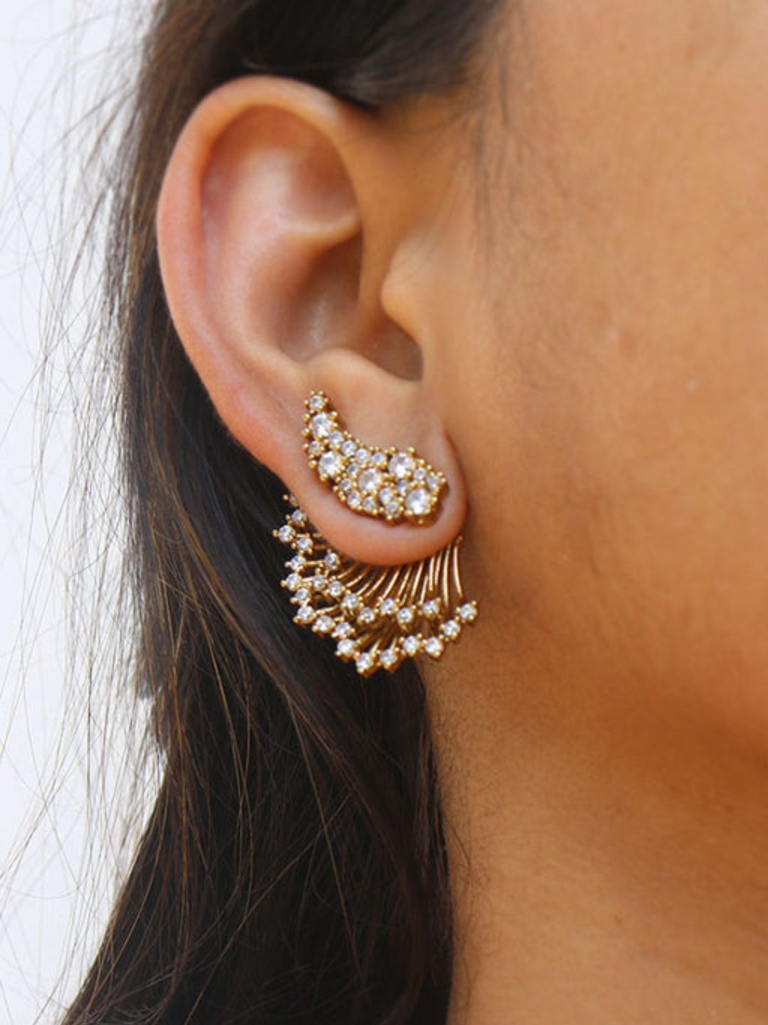 Ishhaara 3 In 1 Wings Ad Front Back Earrings