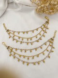 Ishhaara 3 Layer Gold Bead And Pearl Earchain