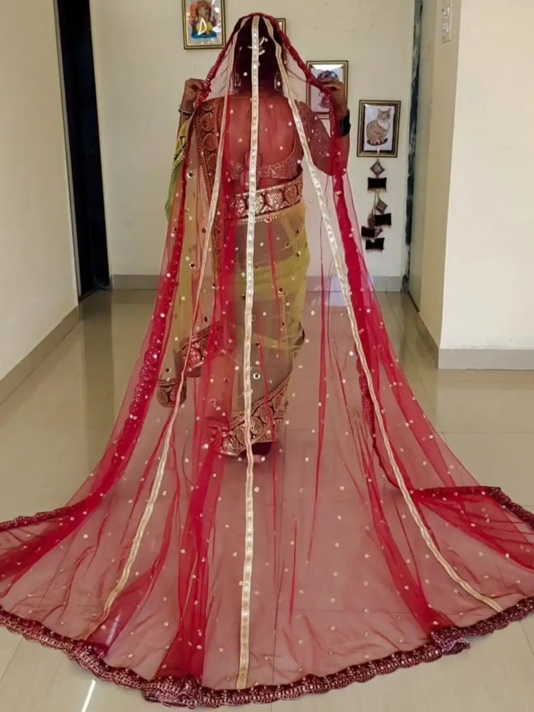 Ishhaara 4 Kali 2.5 Meter Long Bridal Head Dupatta