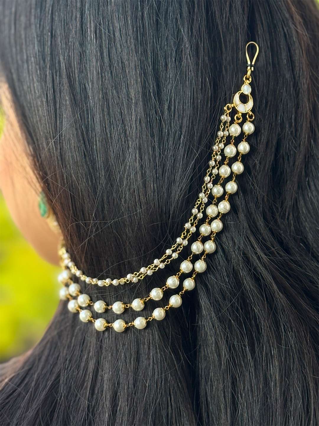 Ishhaara 4 Layered Pear Studded Ear Chain