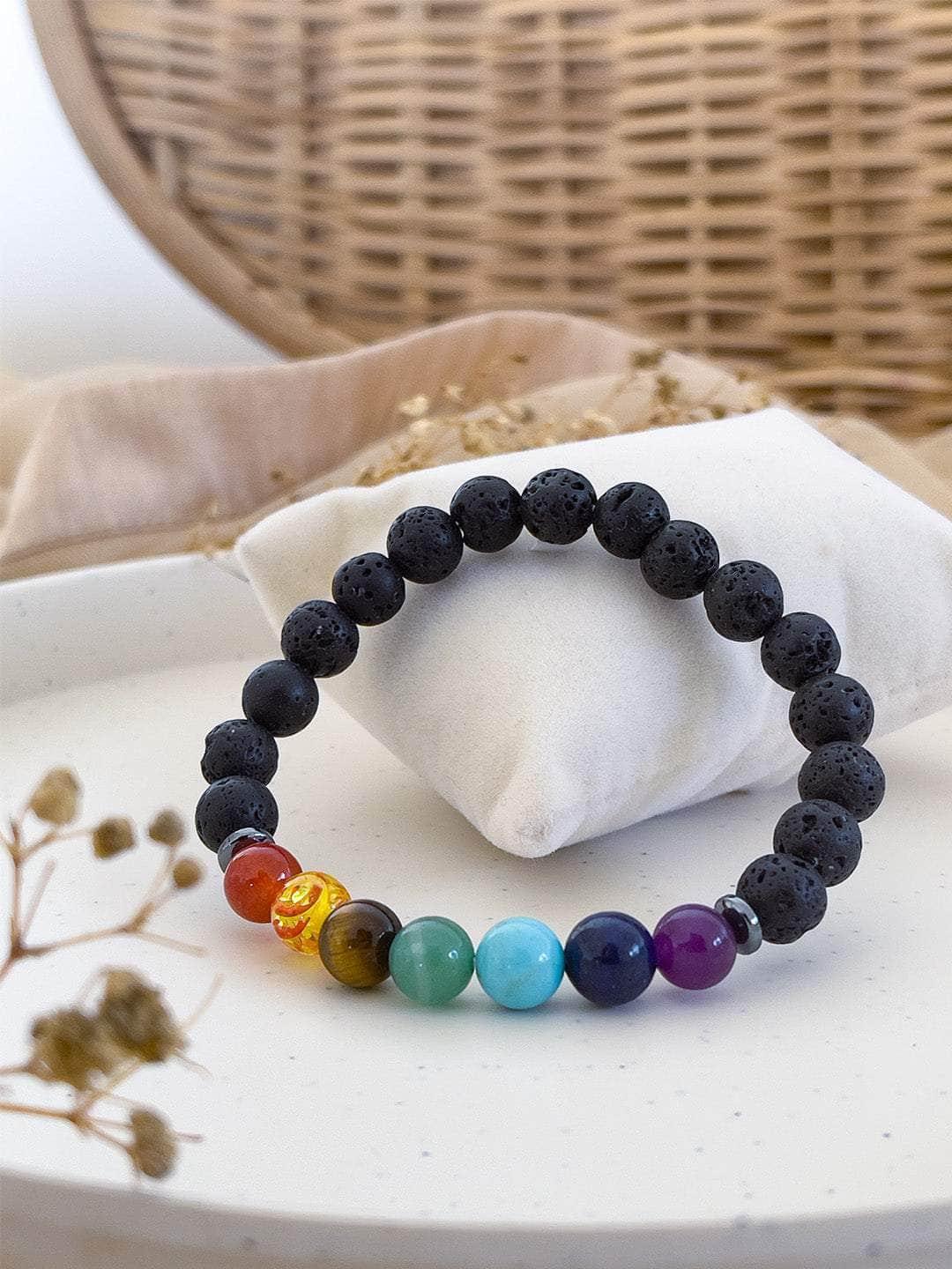 Buy Chakra And Lava Stone Crystal Bracelet Online Ishhaara