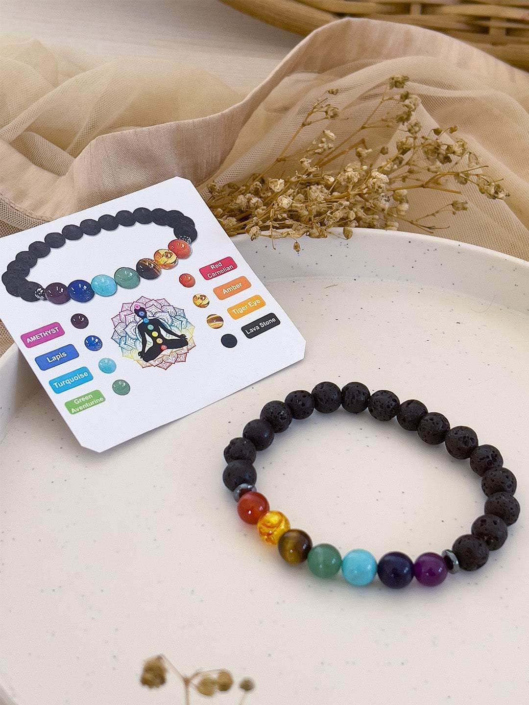 Ishhaara 7 Chakra And Lava Stone Crystal Bracelet