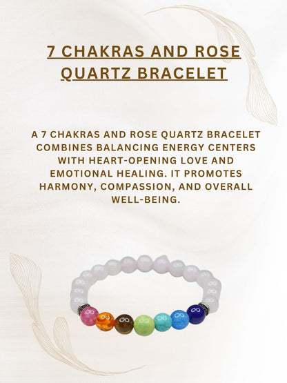 Ishhaara 7 Chakras And Rose Quartz Bracelet