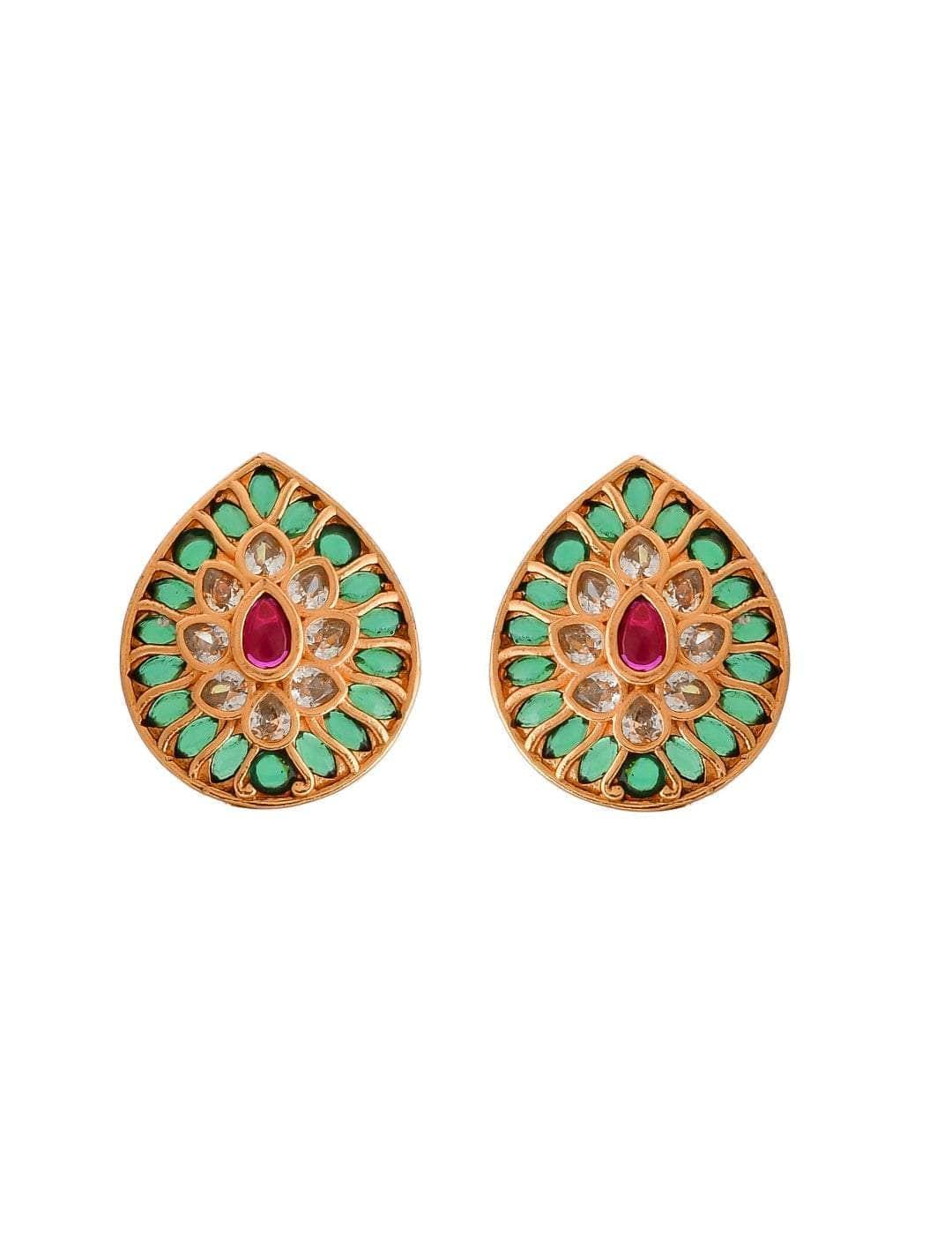 Ishhaara Aalila Kundan Stud Green