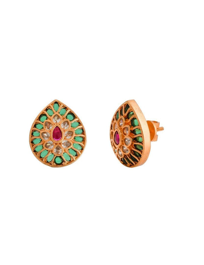 Ishhaara Aalila Kundan Stud Green