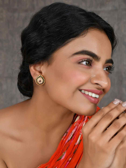 Ishhaara Aalila Kundan Stud Green