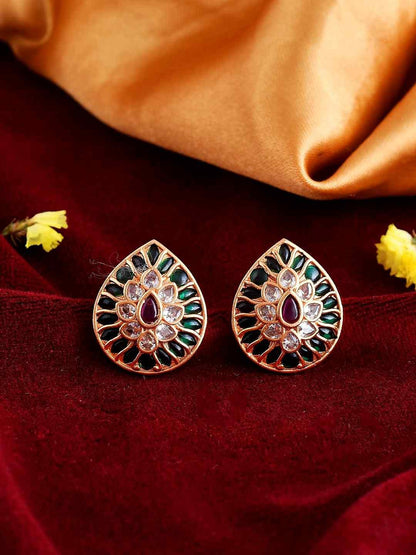 Ishhaara Aalila Kundan Stud Green