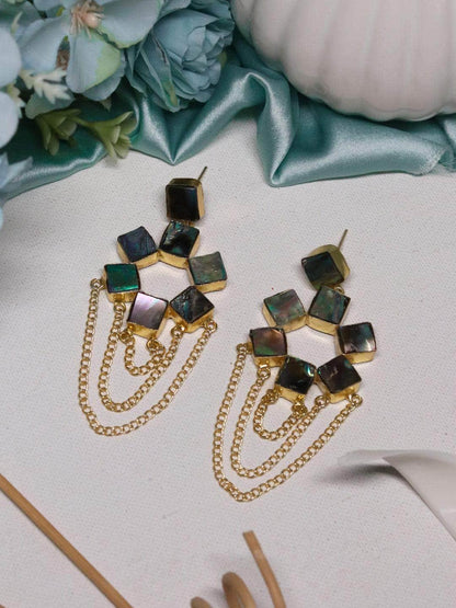 Ishhaara Abalone Shell Drop Gold Earrings