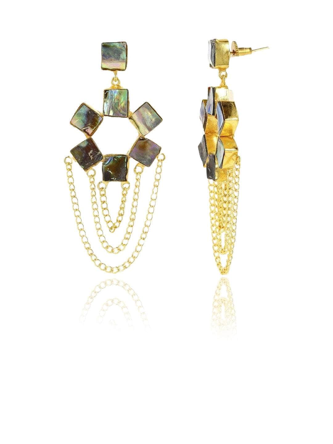 Ishhaara Abalone Shell Drop Gold Earrings