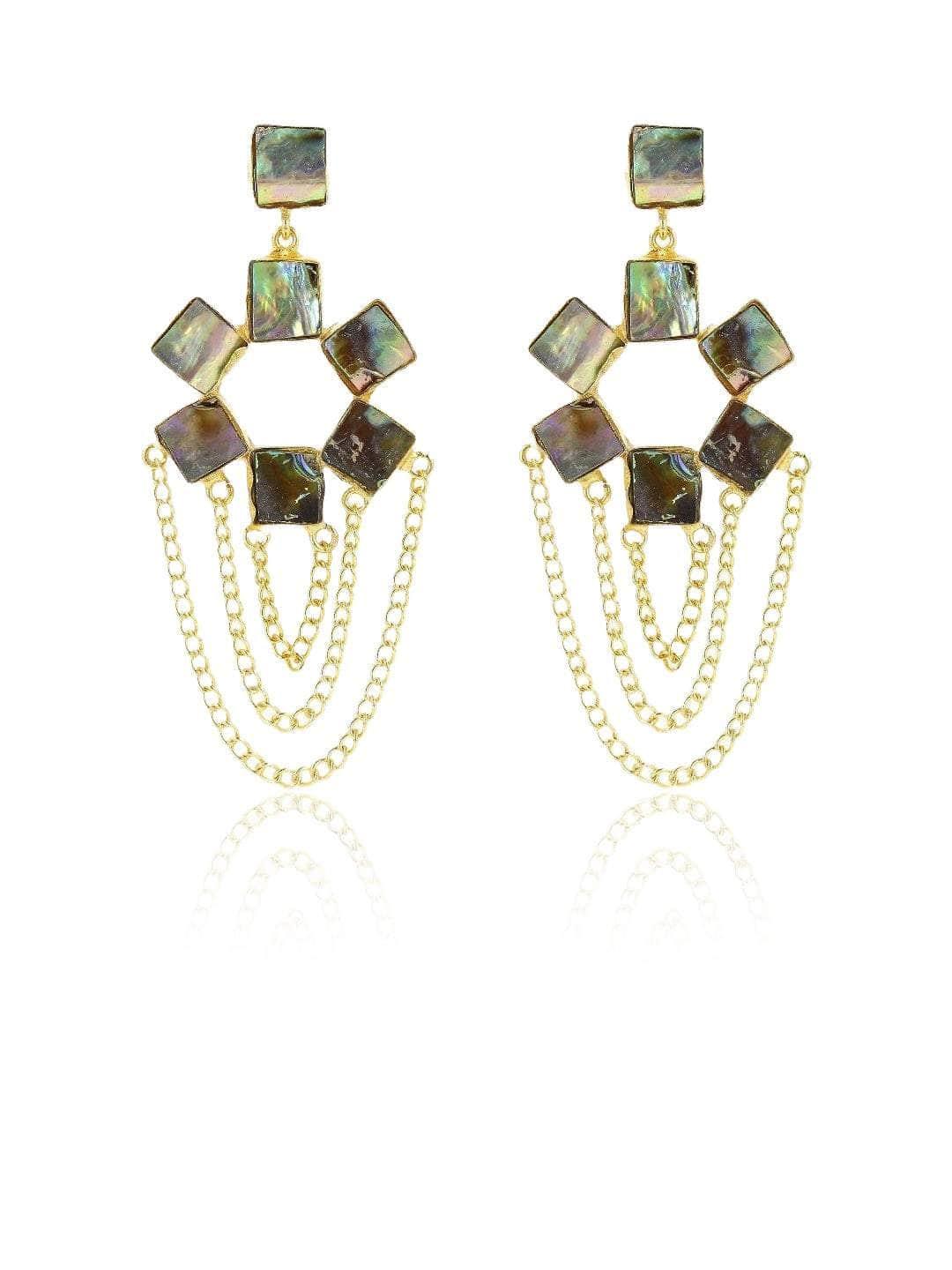 Ishhaara Abalone Shell Drop Gold Earrings