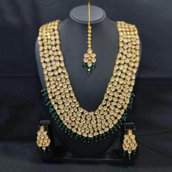 Ishhaara Abstract Long Emerald Rani Haar Necklace Set