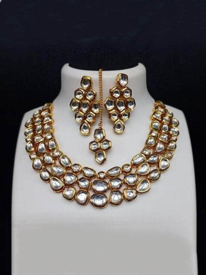 Ishhaara Abstract Neck Fitted Kundan Necklace Set