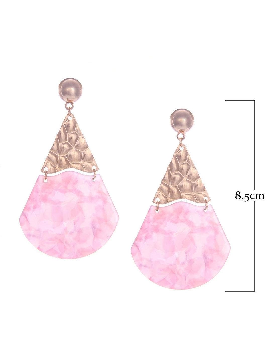 Ishhaara Acrylic Fan Earrings - Pink
