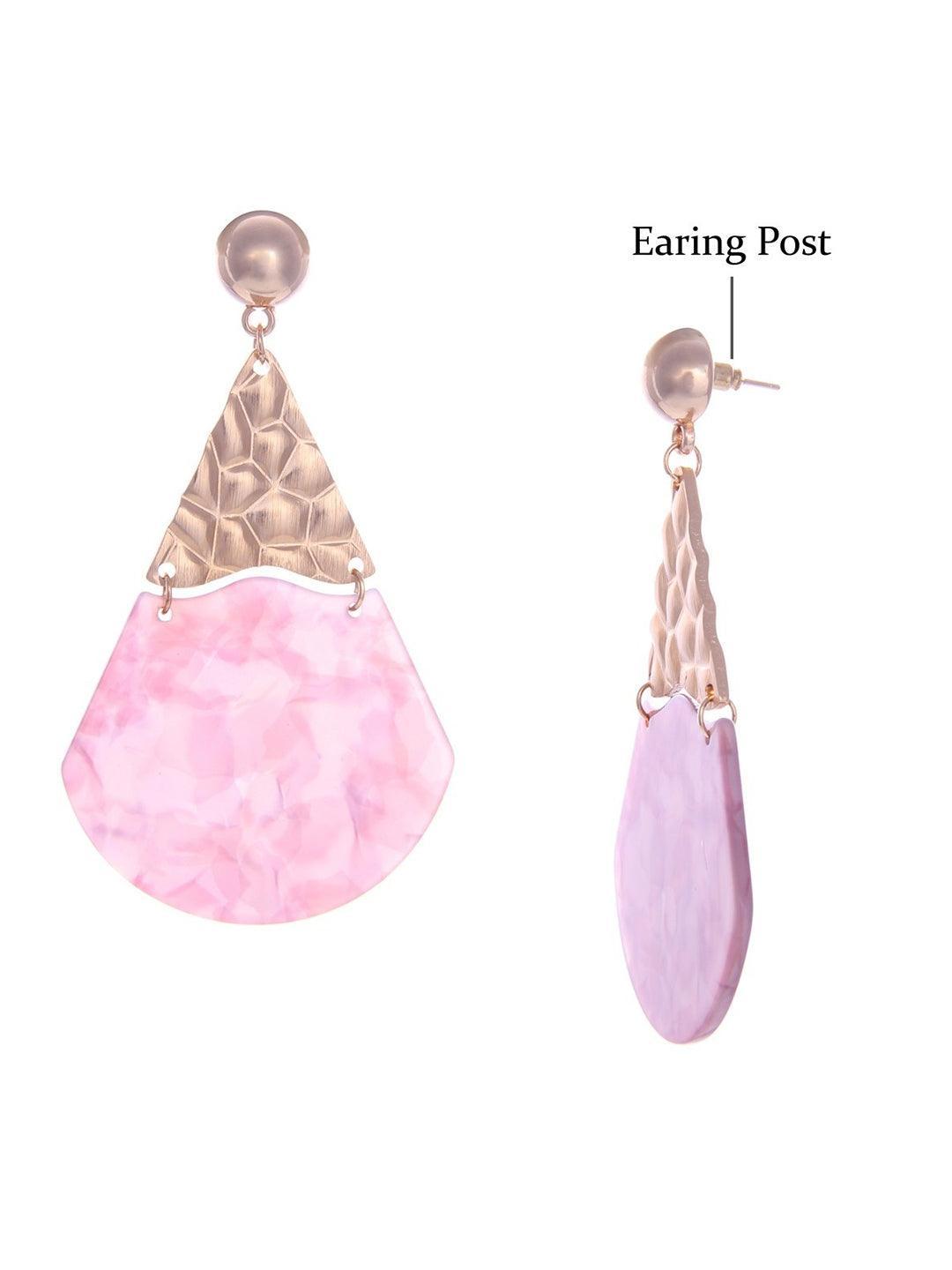 Ishhaara Acrylic Fan Earrings Pink