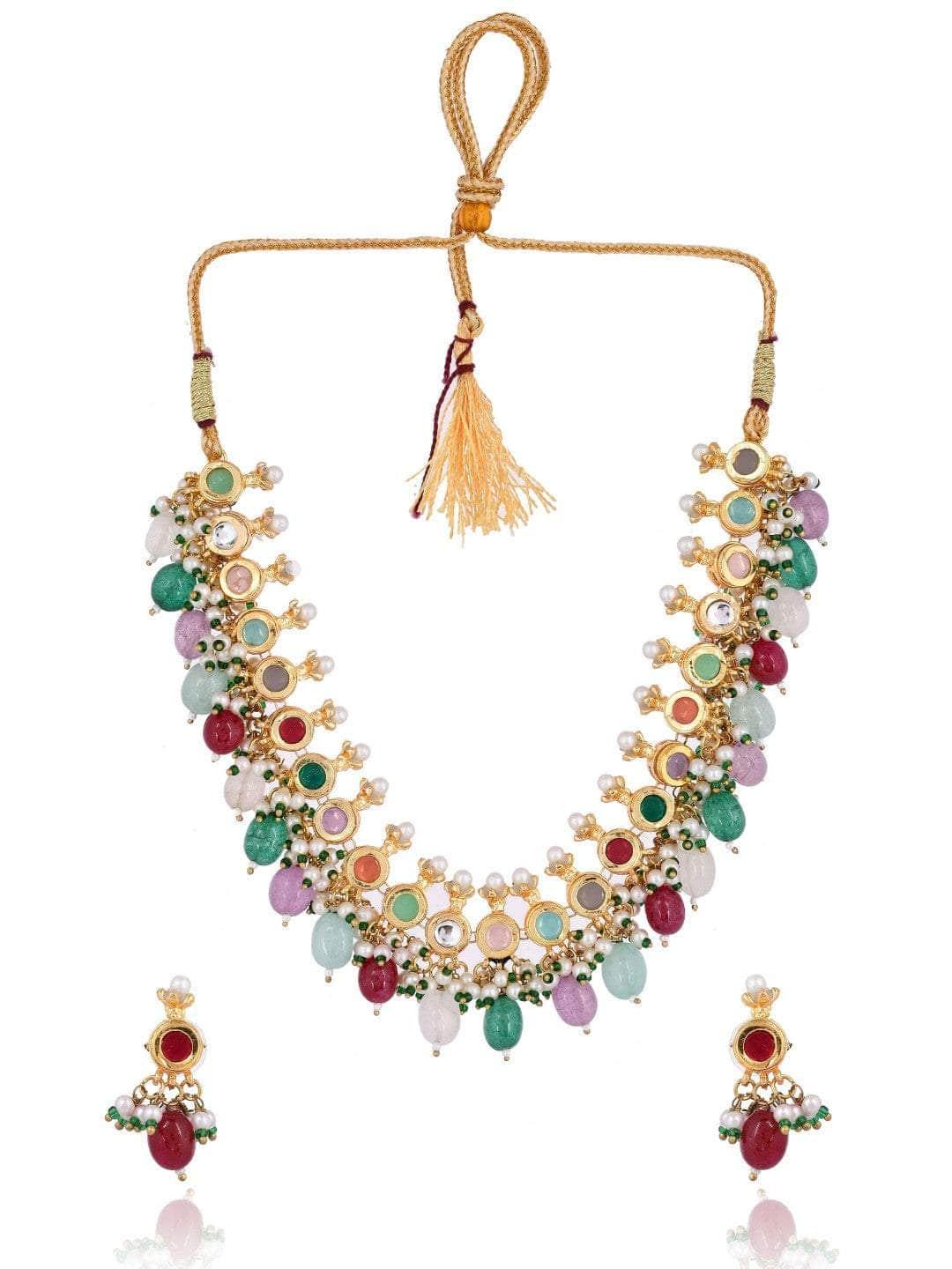 Ishhaara Ad Multi Color Kundan Necklace Set