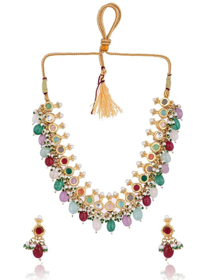 Ishhaara Ad Multi Color Kundan Necklace Set