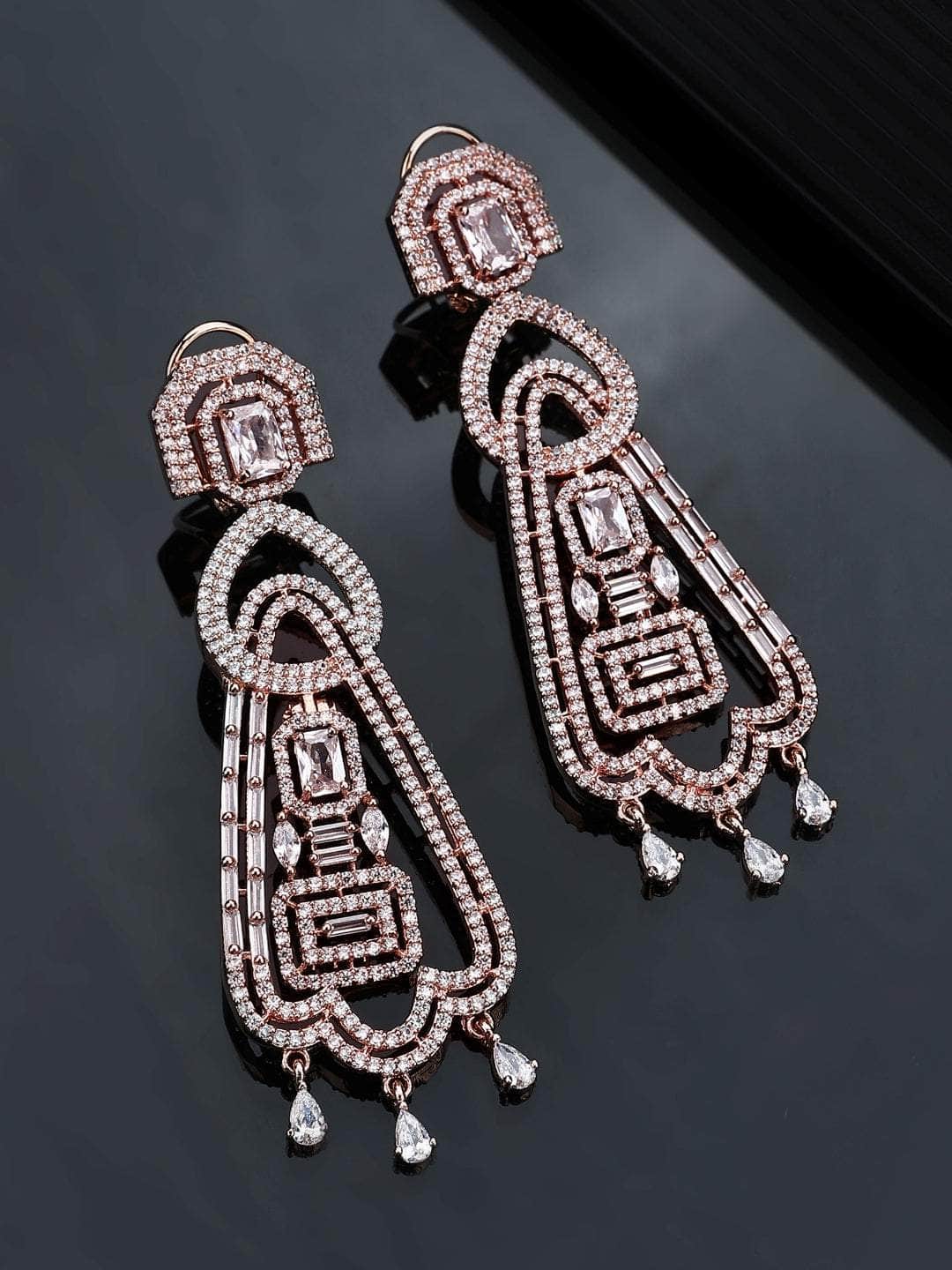 Ishhaara AD stone brass drop earrings