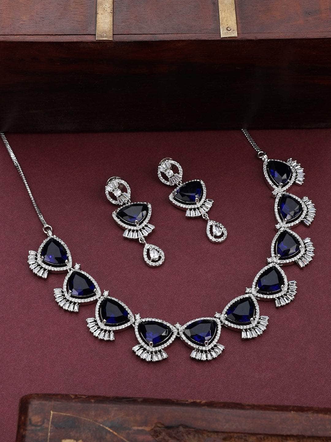 Ishhaara AD Stone Brass Necklace Set