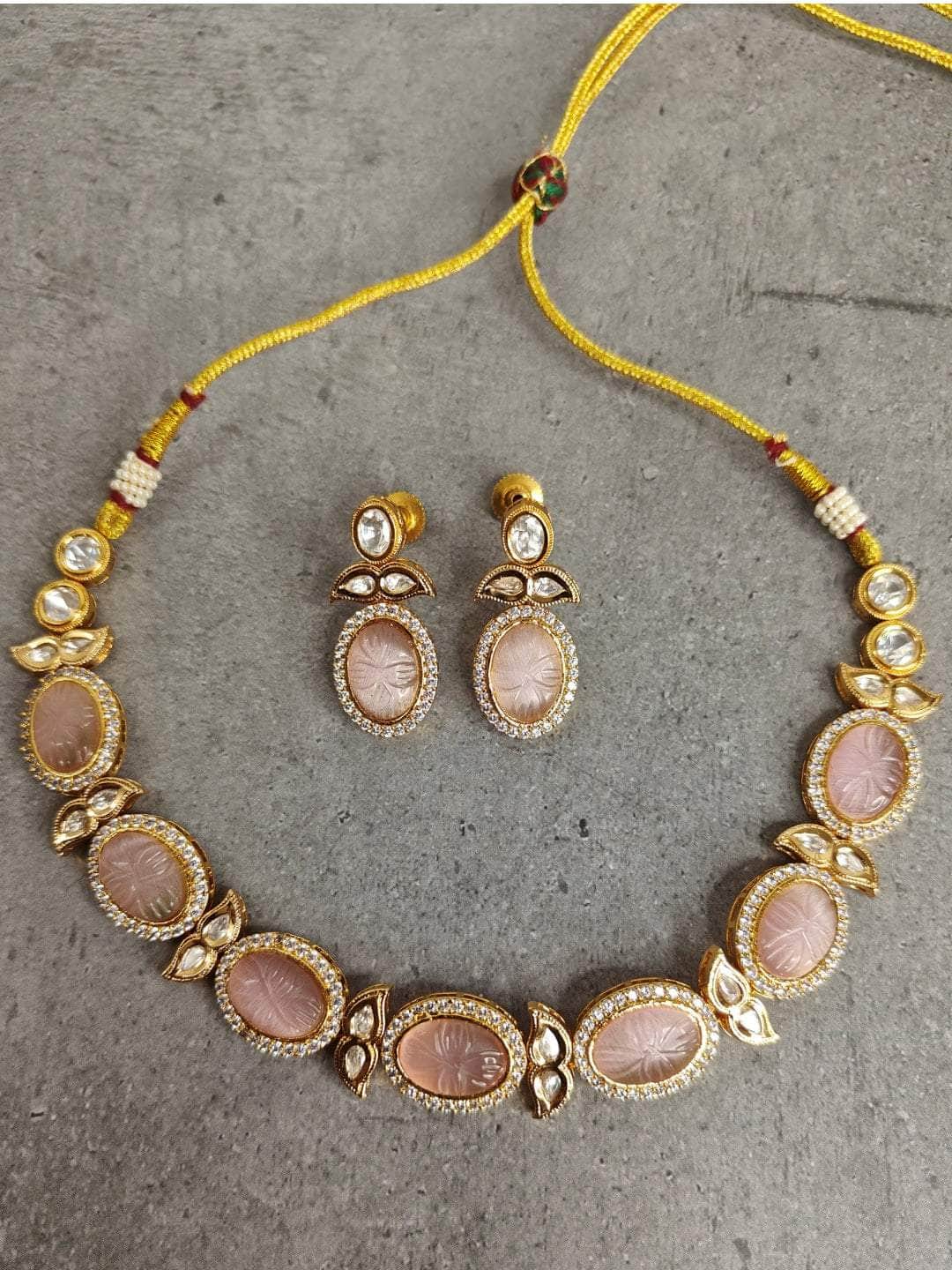 Ishhaara AD stone gorgeous choker necklace set