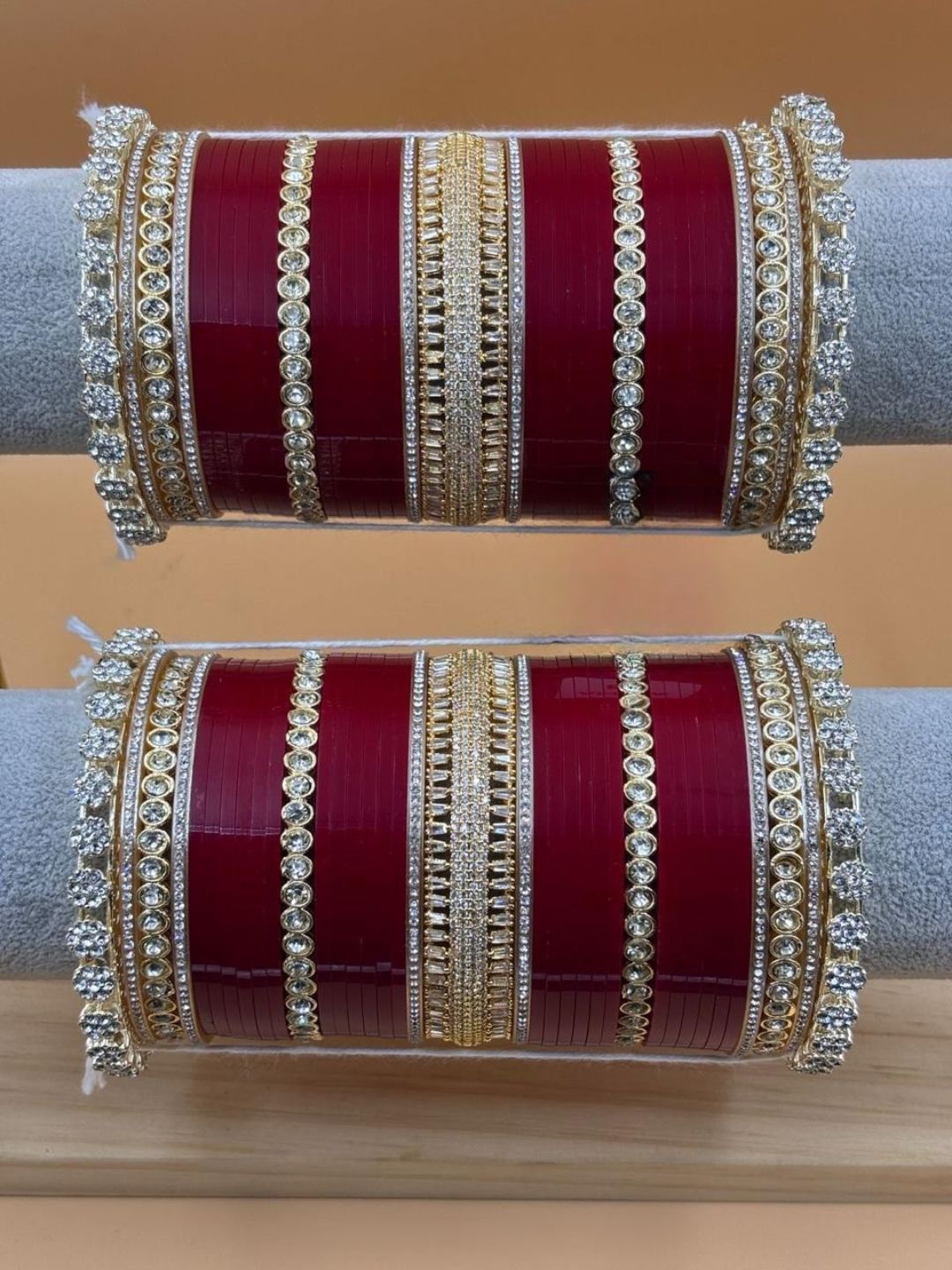 Ishhaara Ad Stone Studded Maroon Traditional Bridal Chooda