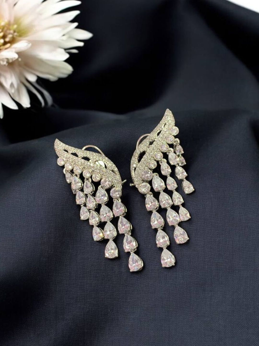 Ishhaara American Diamond Chandelier Earrings