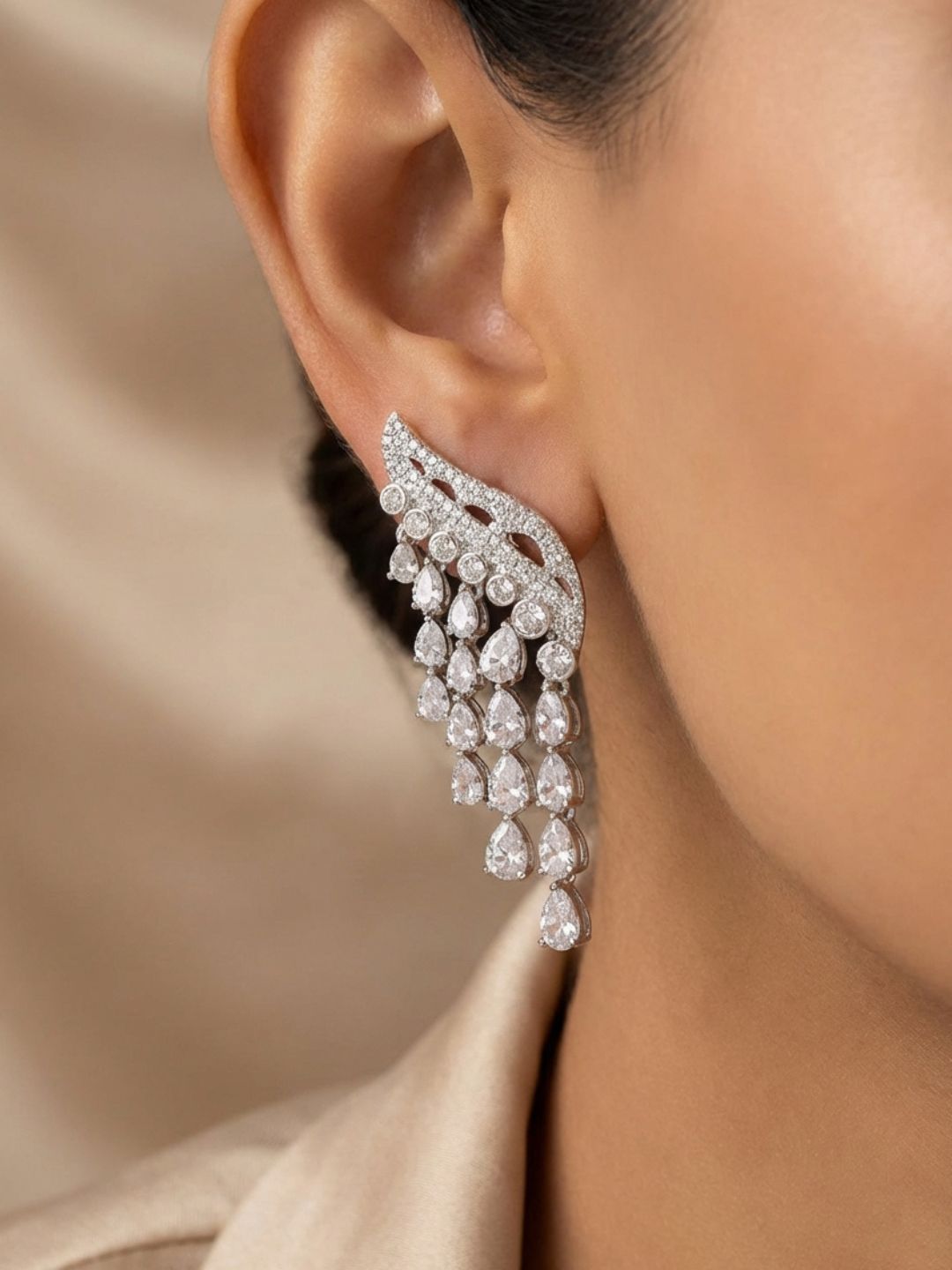 Ishhaara American Diamond Chandelier Earrings