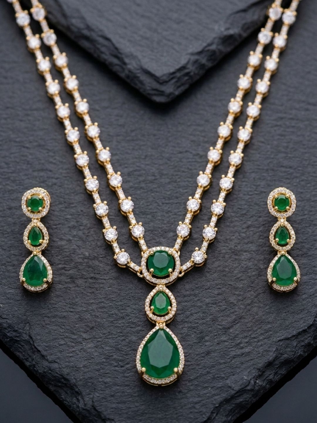 Ishhaara American Diamond Double Layered Necklace