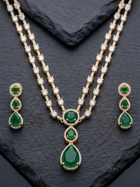 Ishhaara American Diamond Double Layered Necklace